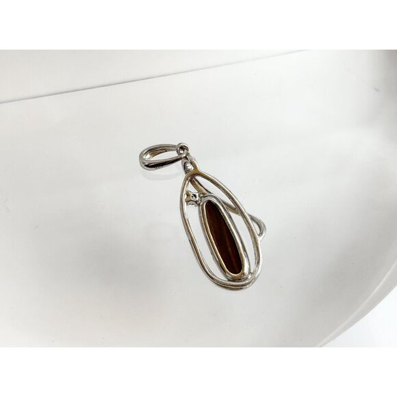 RARE Australian Opal Oval Crossover Swirly Sterling Silver 925 Vintage Pendant - Picture 7 of 9